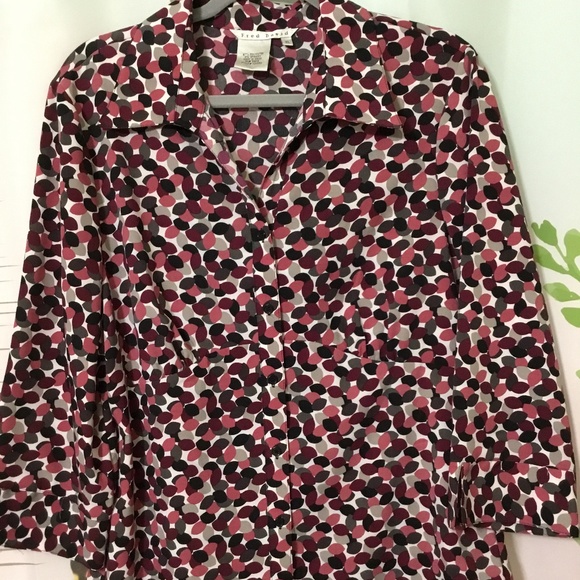 Fred David, Multicolor Blouse with V-Neck Size-XL - Picture 2 of 9